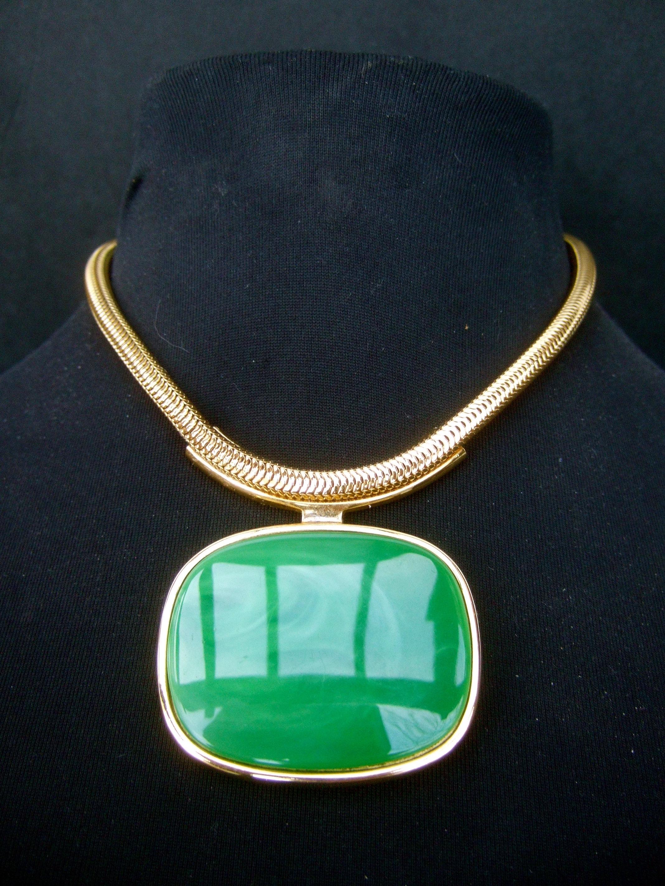 Lanvin Paris Sleek Resin Interchangeable Pendant Choker Necklace in Box  1970s In Good Condition In University City, MO