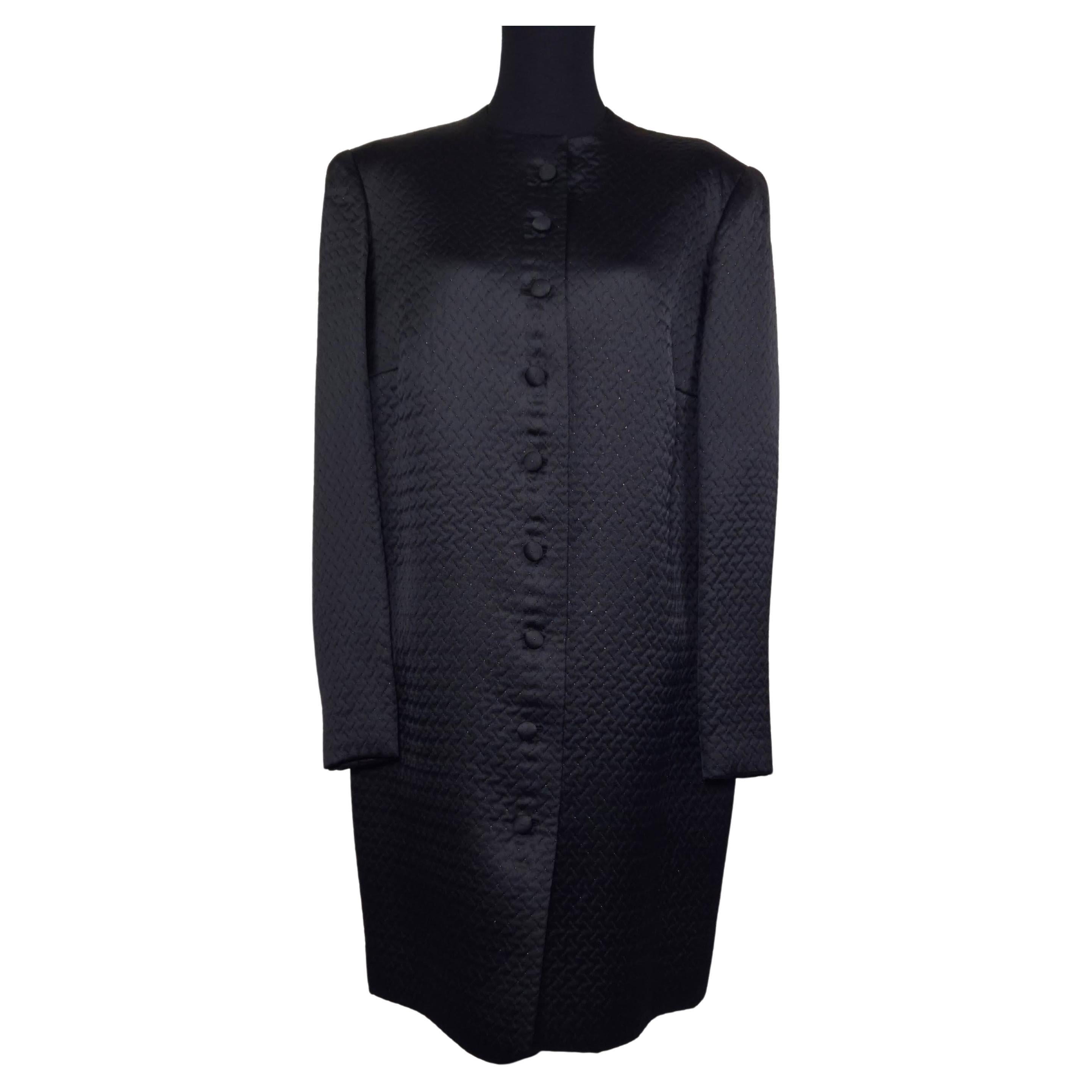 Lanvin Paris black overcoat elegant evening duster, 1960s vintage For Sale