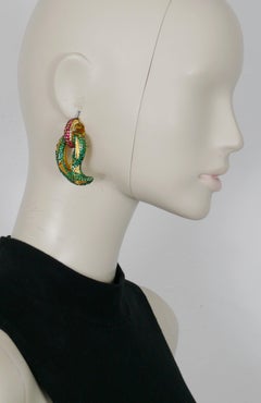 Lanvin Paris Vintage Jewelled Gold Toned Clip-On Earrings