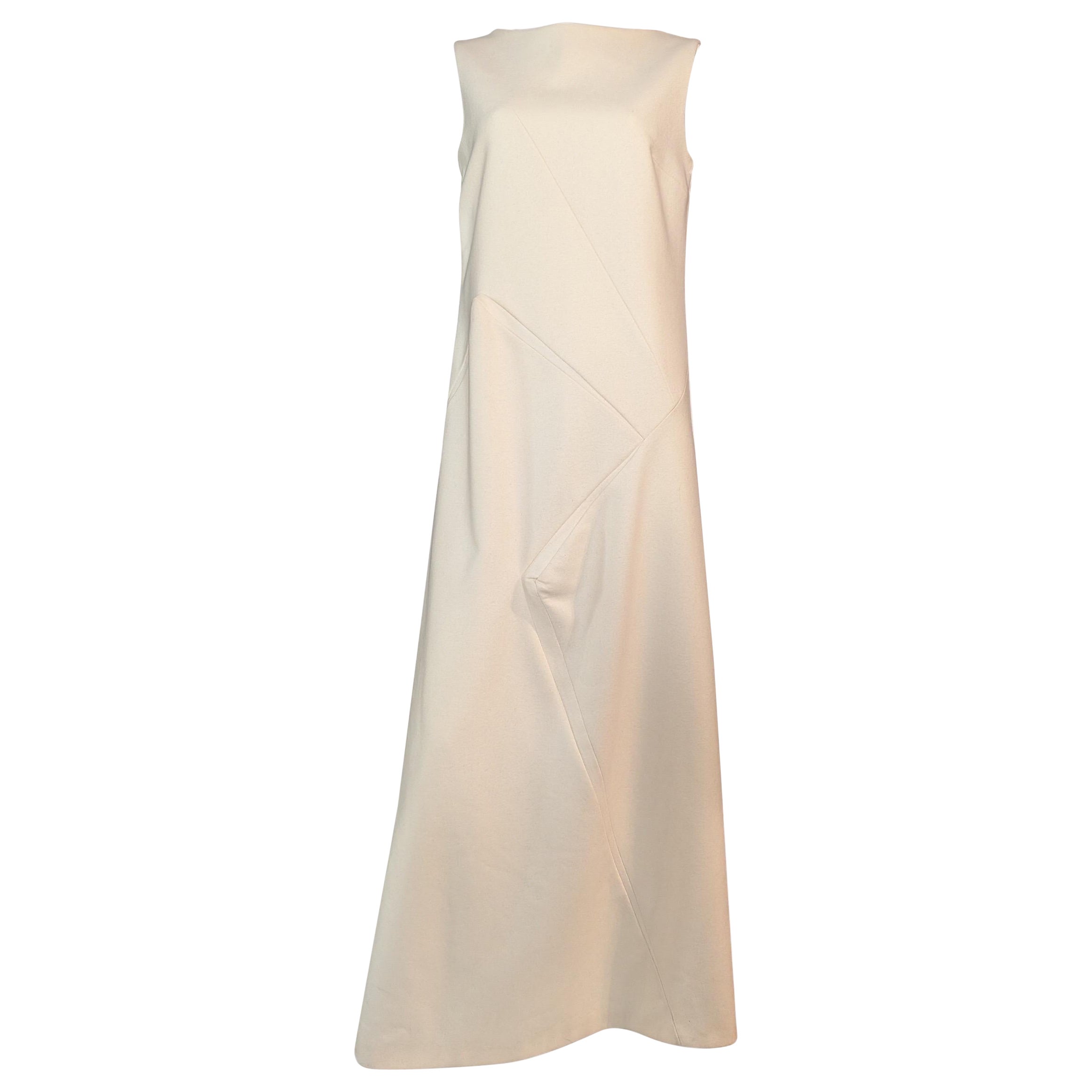 Lanvin Paris White Wool Sculptural Sleeveless Dress, c. 2012