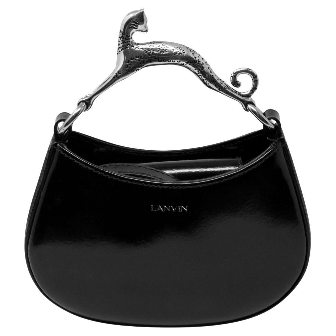 Lanvin Patent Leather Cat Top Handle Bag en vente
