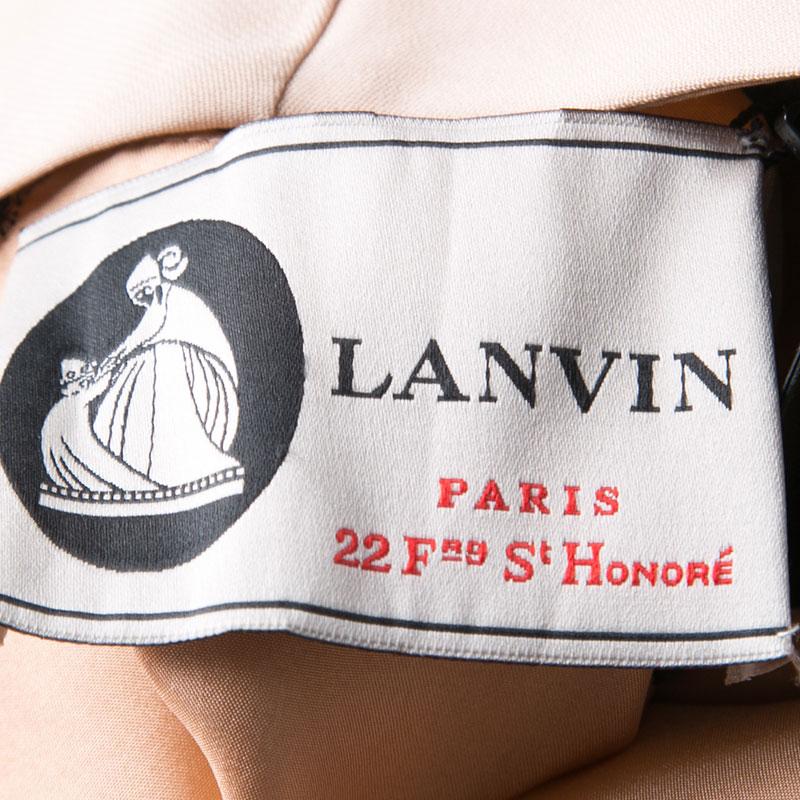 Women's Lanvin Peach Contrast Lace Neck Detail Sleeveless Dress S