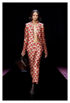 Lanvin Peach & Red Print Jacket And Pant Suit Ensemble Nwts 2022