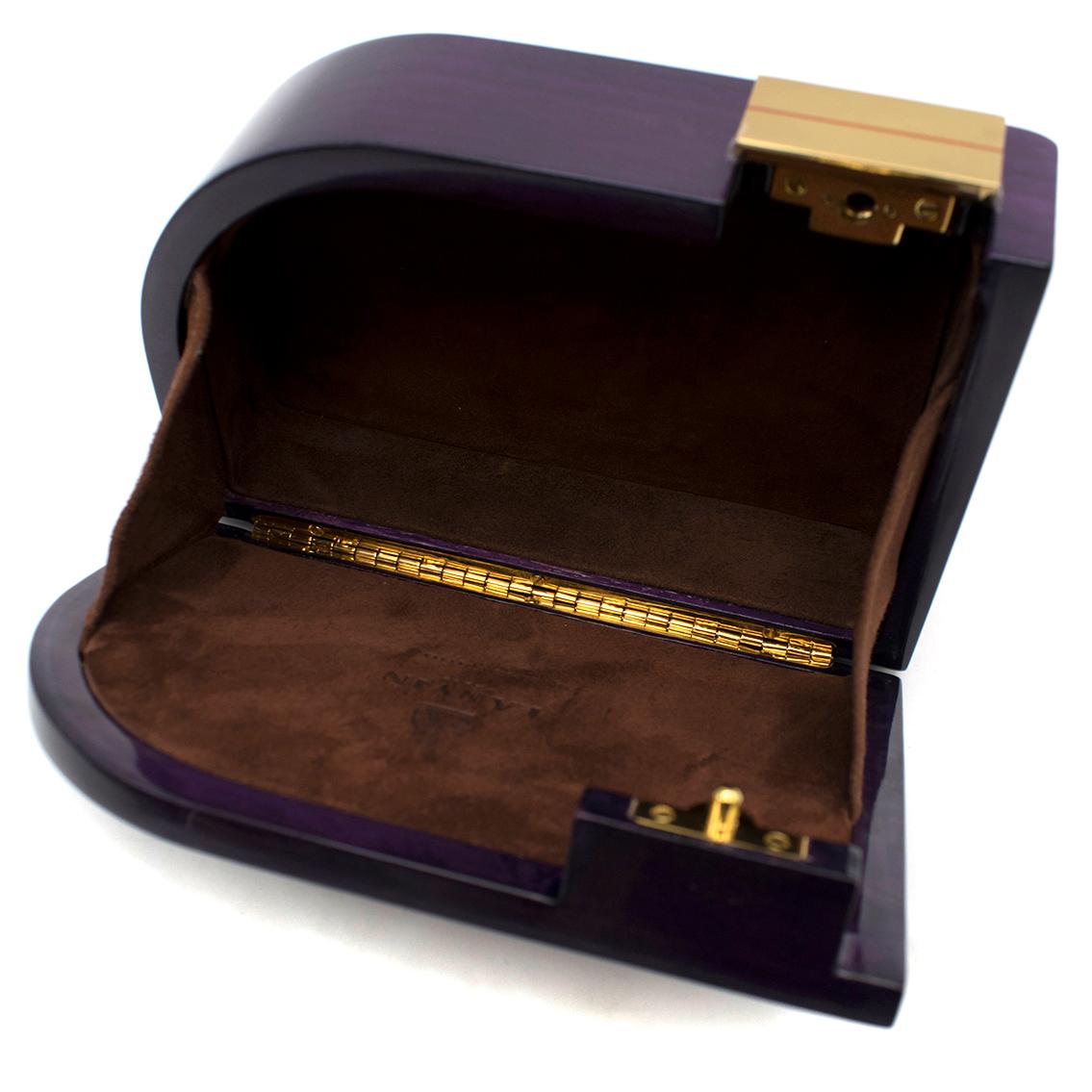 Women's Lanvin Piano Aubergine Wood Box Clutch For Sale