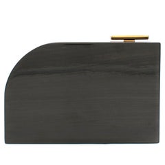 Lanvin Piano Dark Grey Wood Box Clutch 