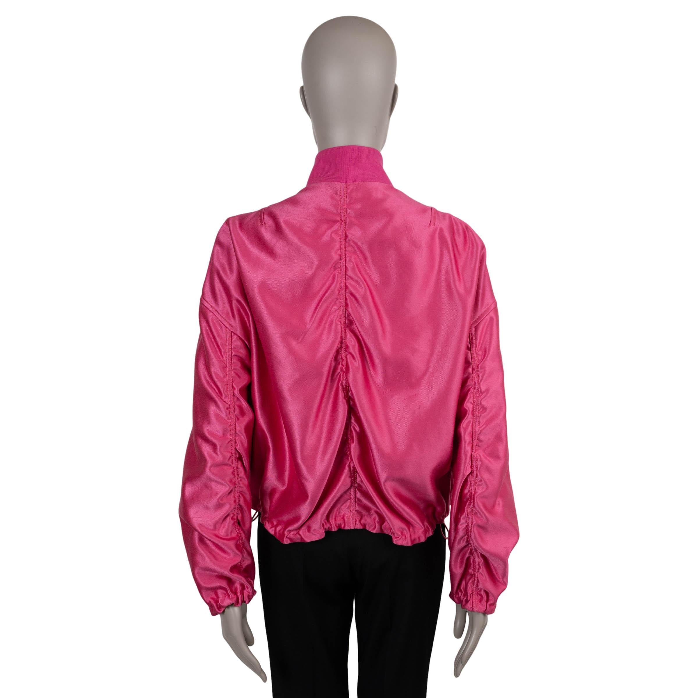 Rose LANVIN rose acétate 2020 OVESIZED SATIN Bomber Jacket 38 S en vente