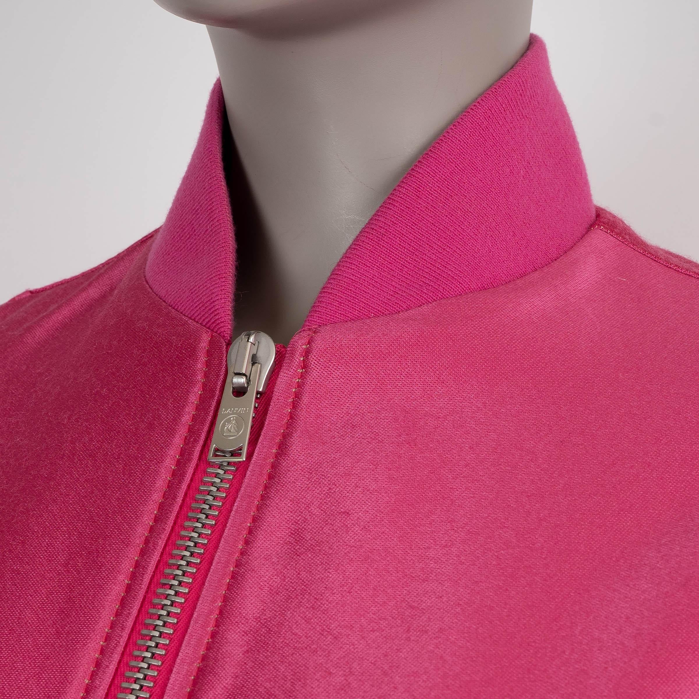 LANVIN rose acétate 2020 OVESIZED SATIN Bomber Jacket 38 S Pour femmes en vente
