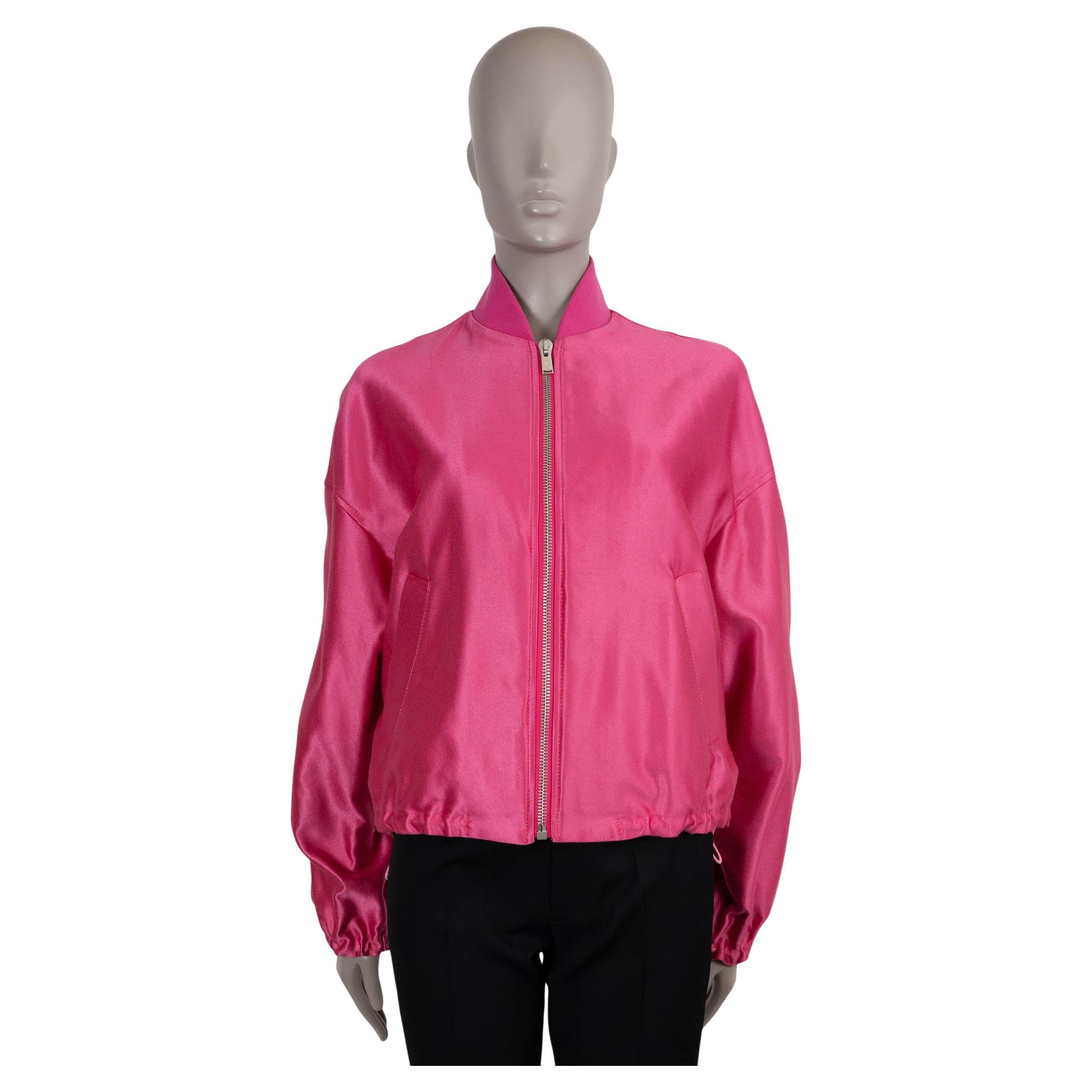 LANVIN rose acétate 2020 OVESIZED SATIN Bomber Jacket 38 S en vente
