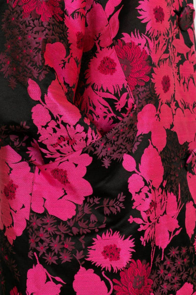 Manteau en soie rose et noir de Lanvin, années 1960 Pour femmes en vente
