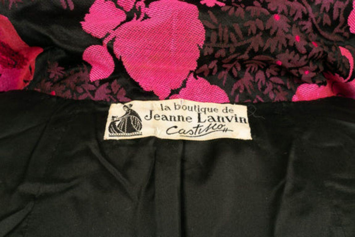 Manteau en soie rose et noir de Lanvin, années 1960 en vente 1