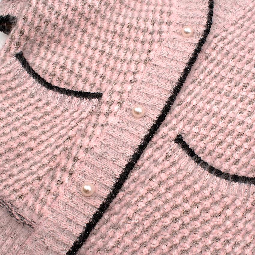 Beige Lanvin Pink Angora Blend Knit Longline Cardigan - Size XS For Sale