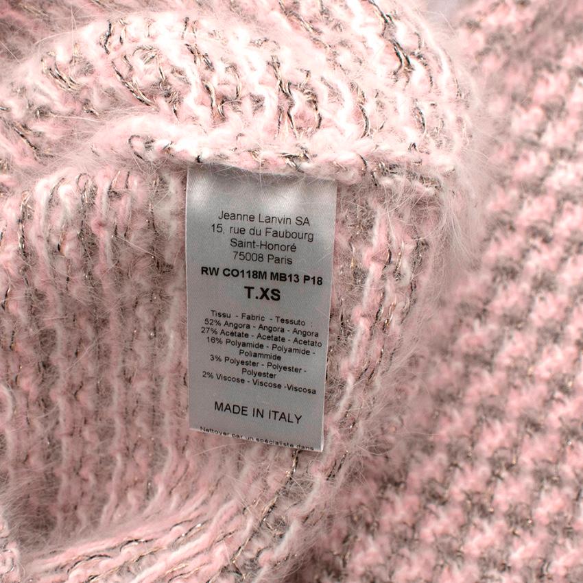 Lanvin Pink Angora Blend Knit Longline Cardigan - Size XS In New Condition For Sale In London, GB