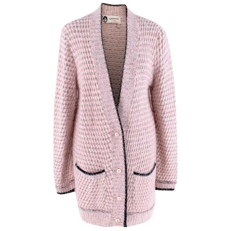 Lanvin Pink Angora Blend Knit Longline Cardigan - Size XS For Sale