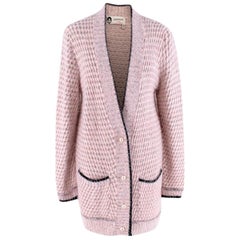 Lanvin Pink Angora Blend Knit Longline Cardigan - Size XS