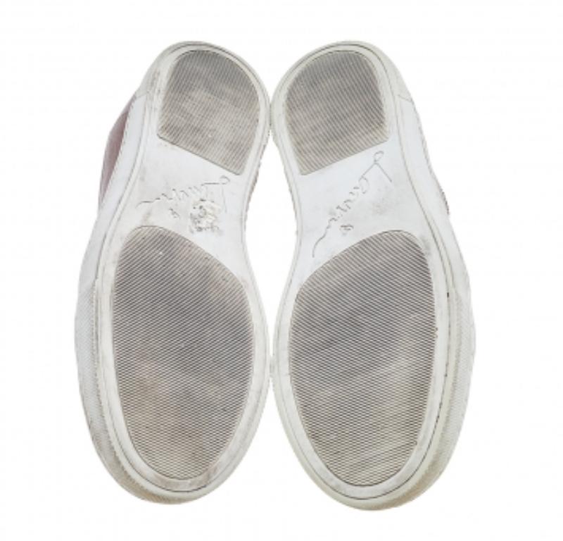 Donna Lanvin Rosa, scarpe da ginnastica basse in pelle e goffratura di coccodrillo, taglia 37 in vendita