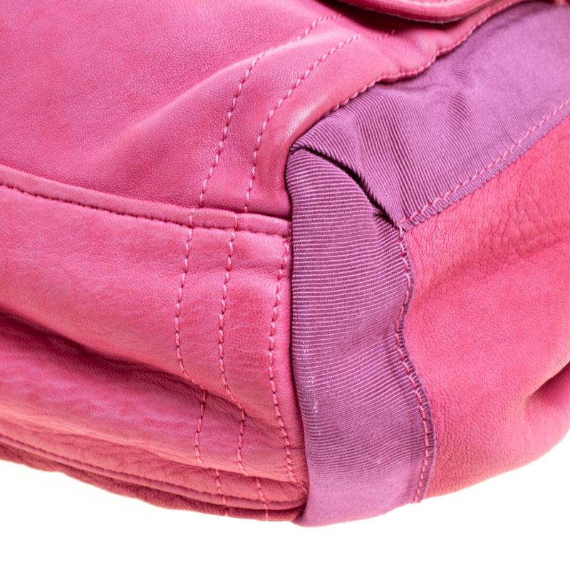 Lanvin Pink Leather and Fabric Shoulder Bag 6