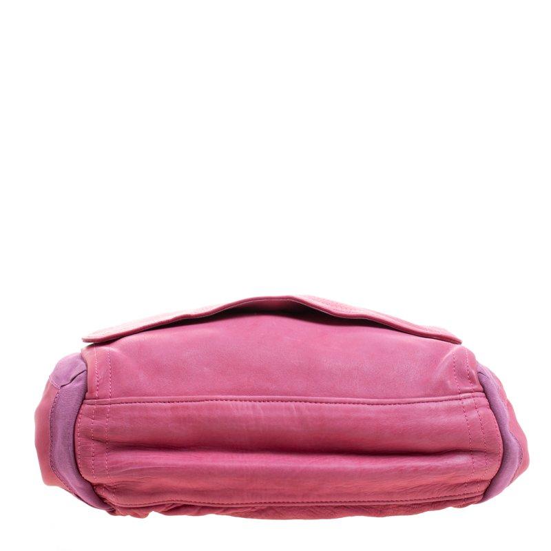 Lanvin Pink Leather and Fabric Shoulder Bag 2