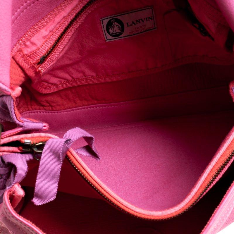 Lanvin Pink Leather and Fabric Shoulder Bag 3