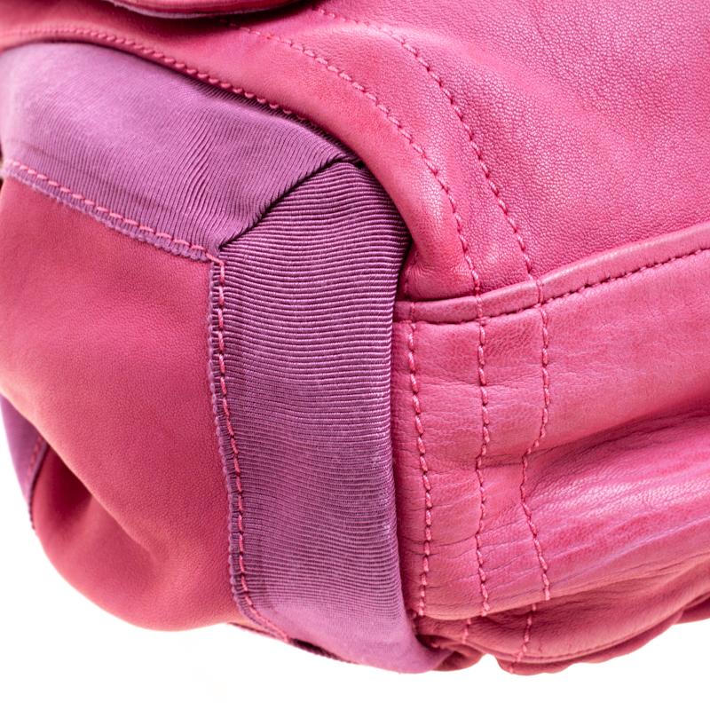 Lanvin Pink Leather and Fabric Shoulder Bag 5
