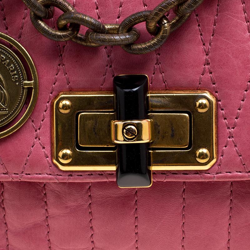Lanvin Pink Quilted Leather Mini Happy Crossbody Bag 1