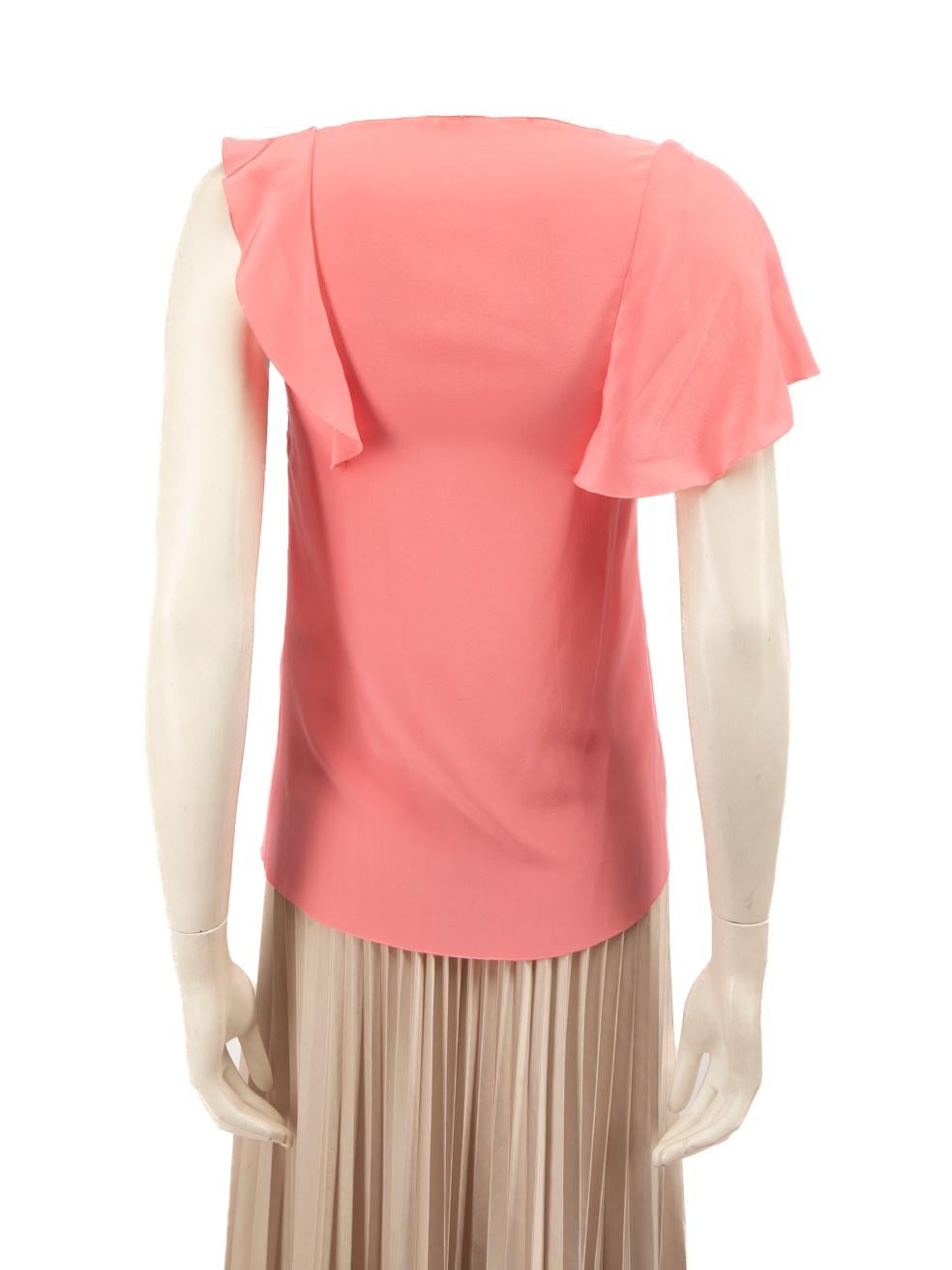 Lanvin Pink Silk Ruffle Sleeve Top Size XS In Good Condition For Sale In London, GB