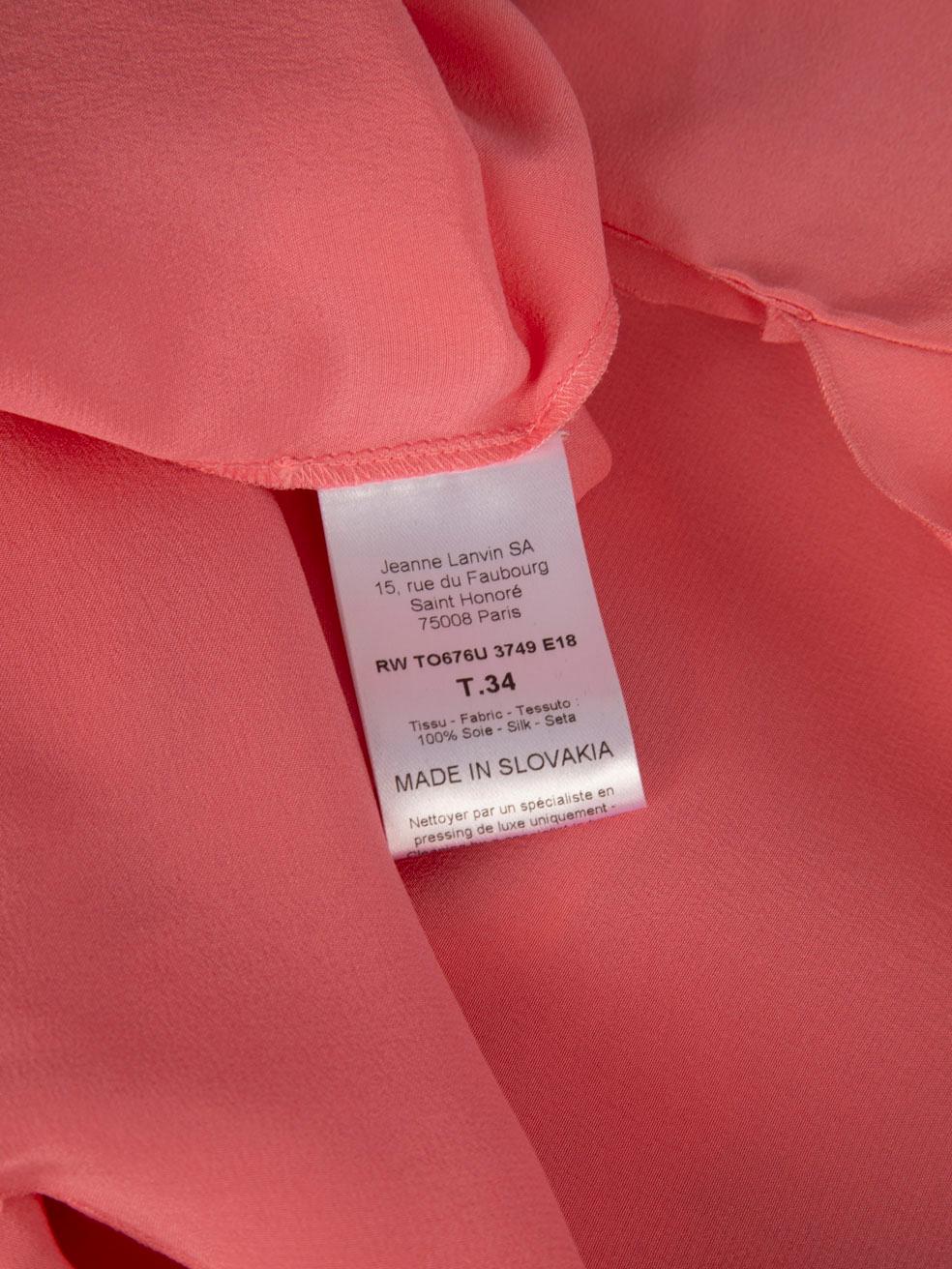 Lanvin Pink Silk Ruffle Sleeve Top Size XS For Sale 2