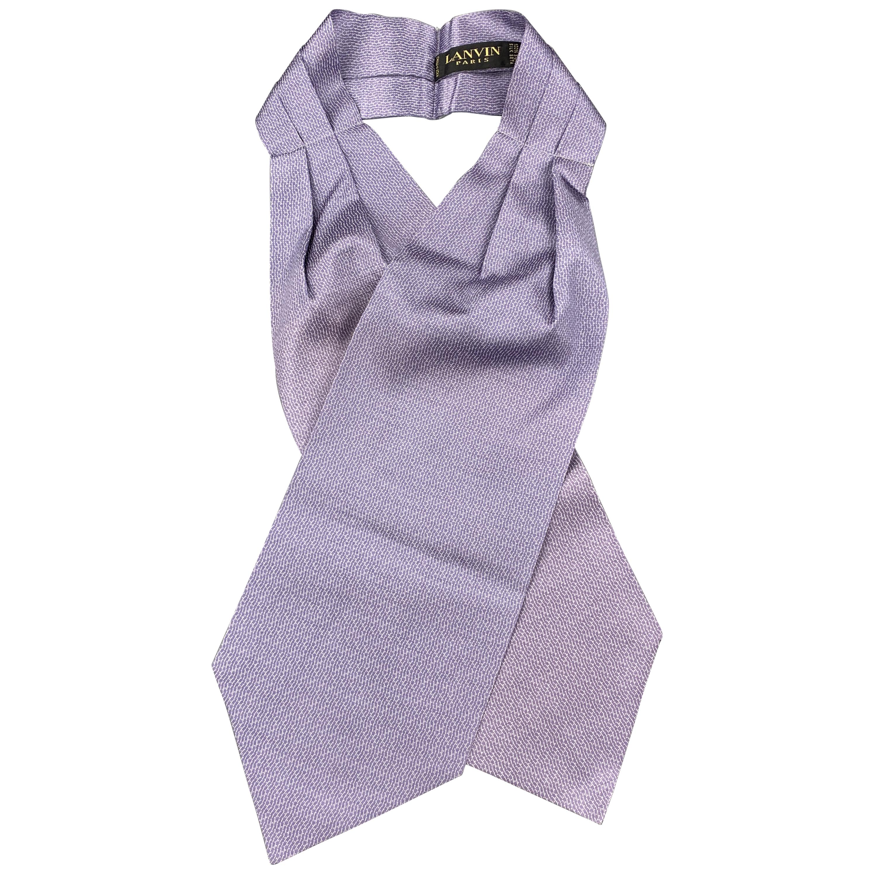 LANVIN Print Lavender Silk Ascot Scarf