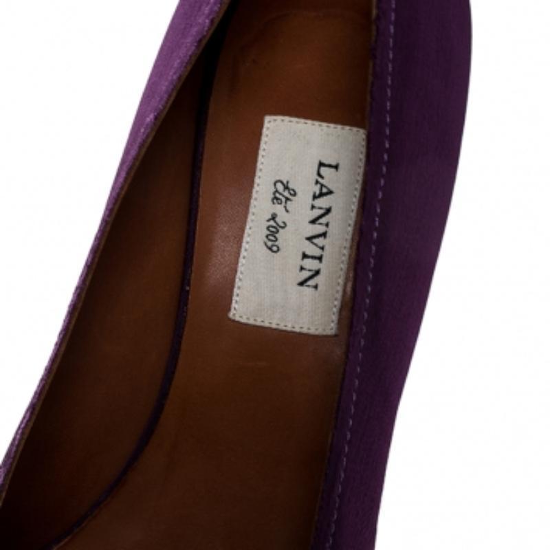 Lanvin Lila Canvas Peep Toe Plateau Pumps Größe 41 Damen im Angebot