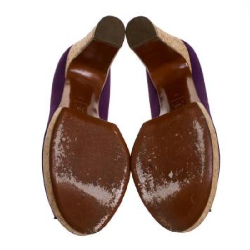 Lanvin Lila Canvas Peep Toe Plateau Pumps Größe 41 im Angebot 2