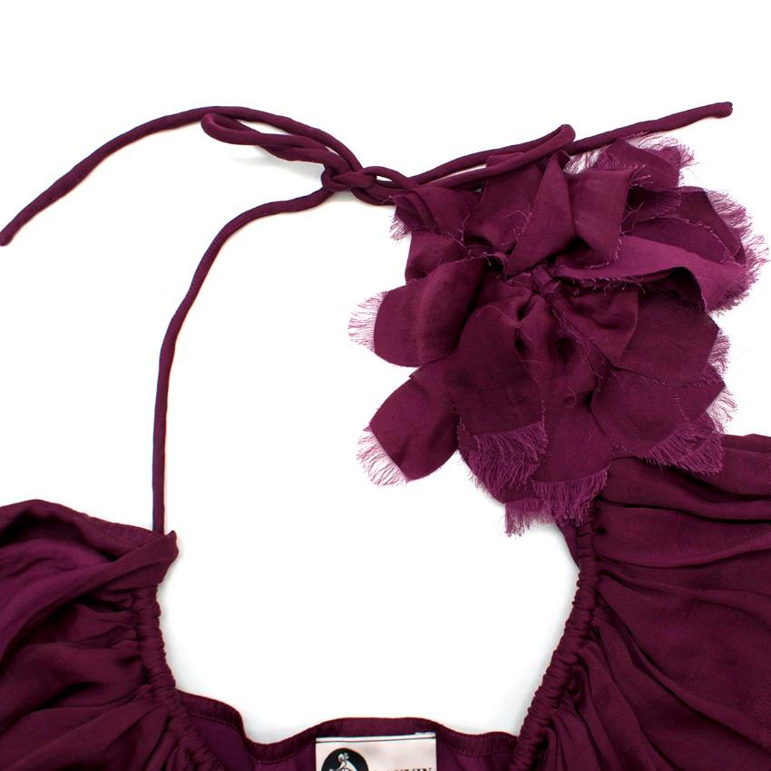 Red Lanvin purple draped halterneck dress  US 4