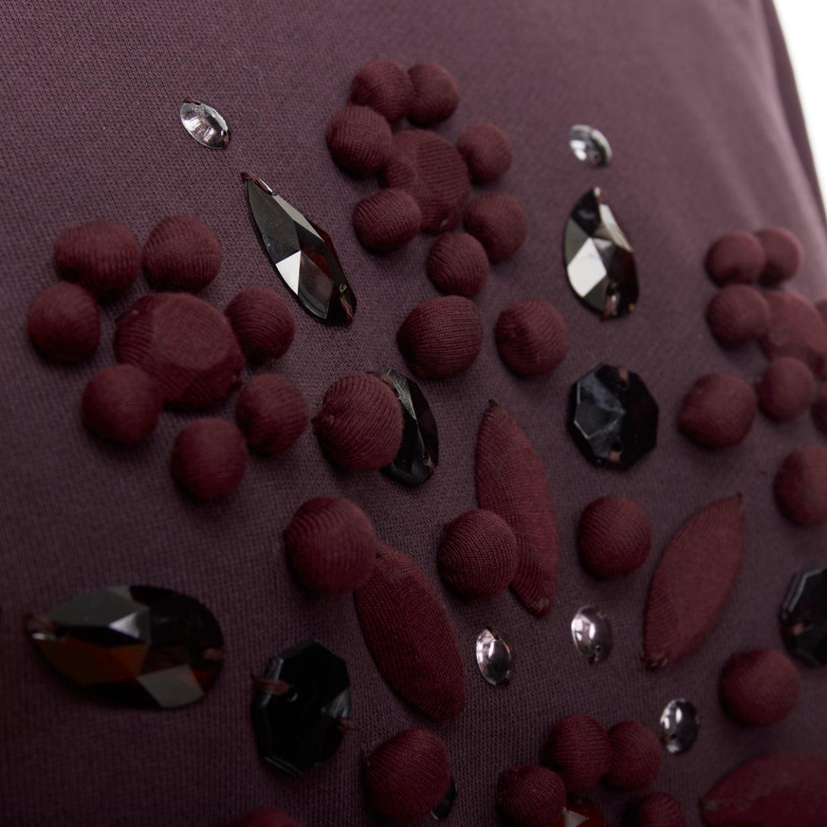 LANVIN pullover in tessuto viola impreziosito da cristalli
Riferimento: NKLL/A00328
Marchio: Lanvin
Designer: Alber Elbaz
Materiale: Sembra cotone
Colore: Borgogna
Modello: Tinta unita
Chiusura: Pullover

CONDIZIONE:
Condizioni: Molto bene, questo