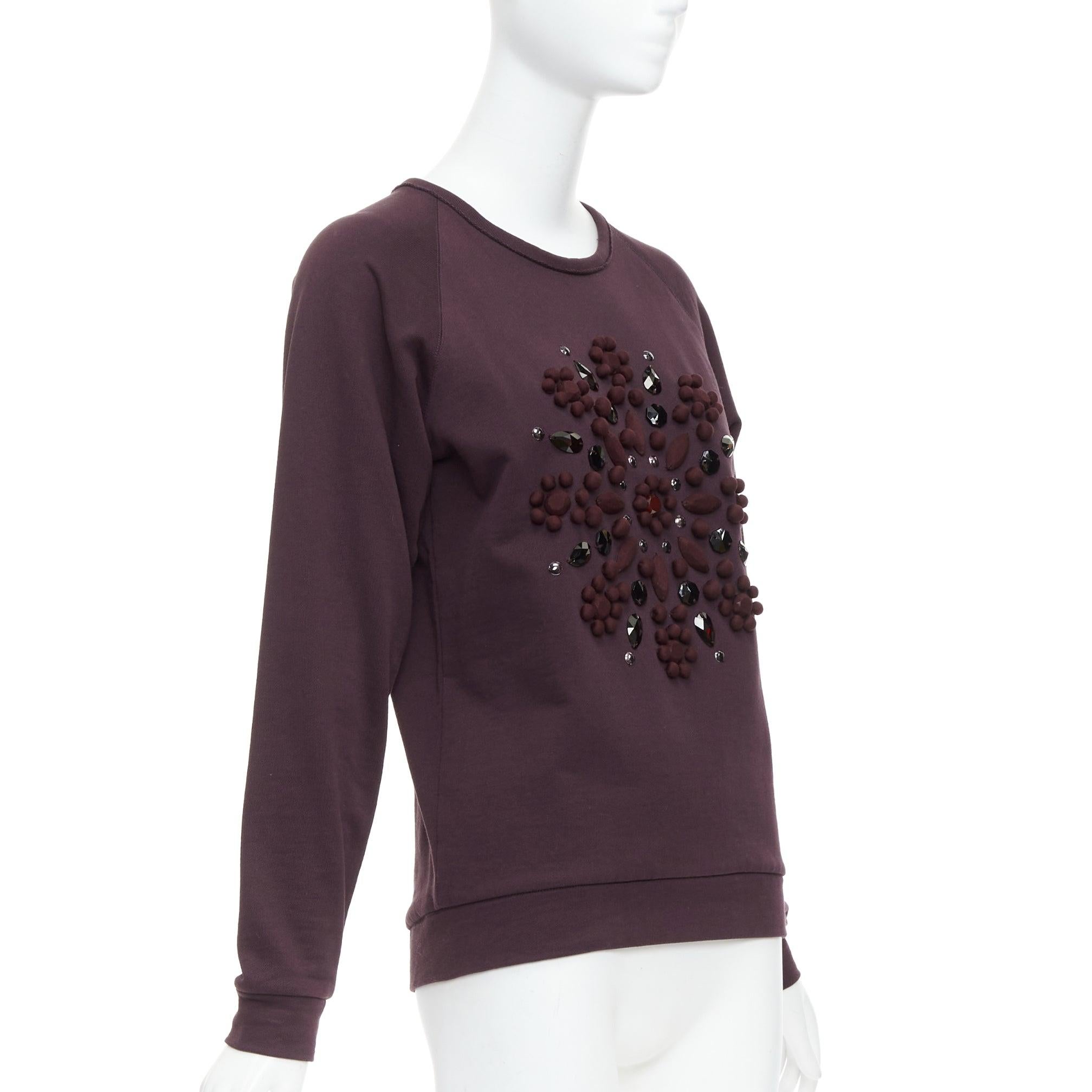 Nero LANVIN pullover in tessuto viola impreziosito da cristalli in vendita