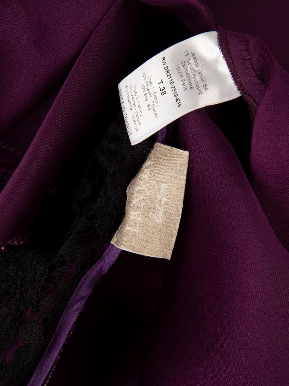Lanvin Purple Lace Panel Ruffle Trimmed Dress Size M For Sale 1