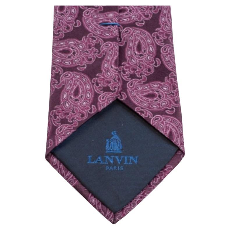 Lanvin Corbata de Seda Jacquard Paisley Morado Gris