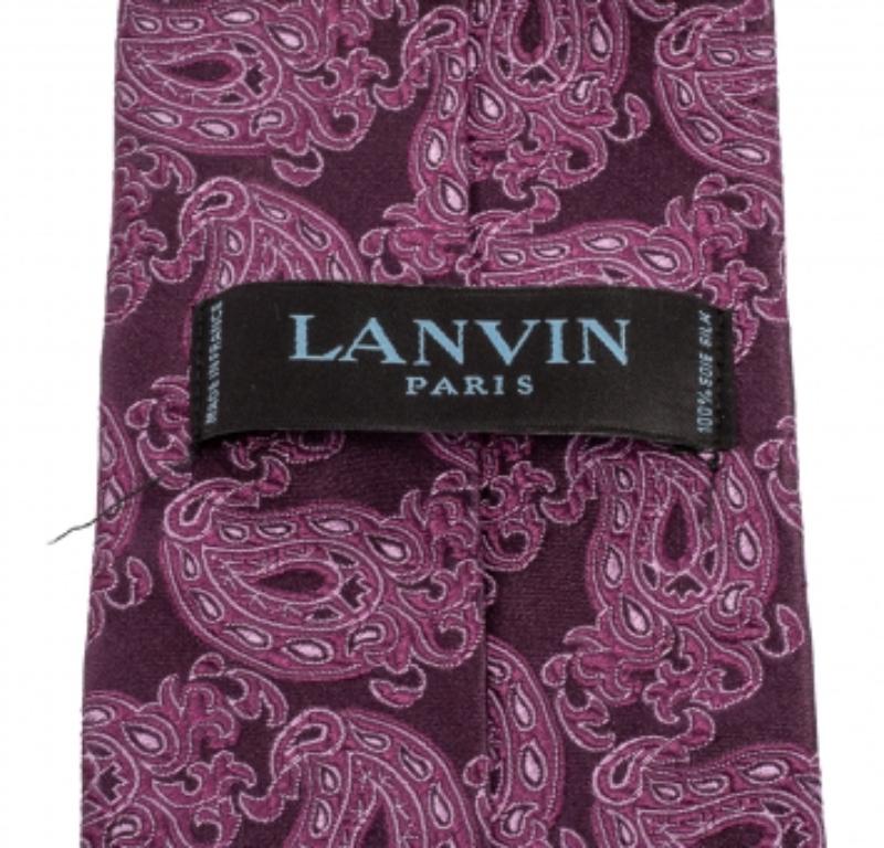 Lanvin Corbata de Seda Jacquard Paisley Morado en Excelente Estado en Dubai, Al Qouz 2