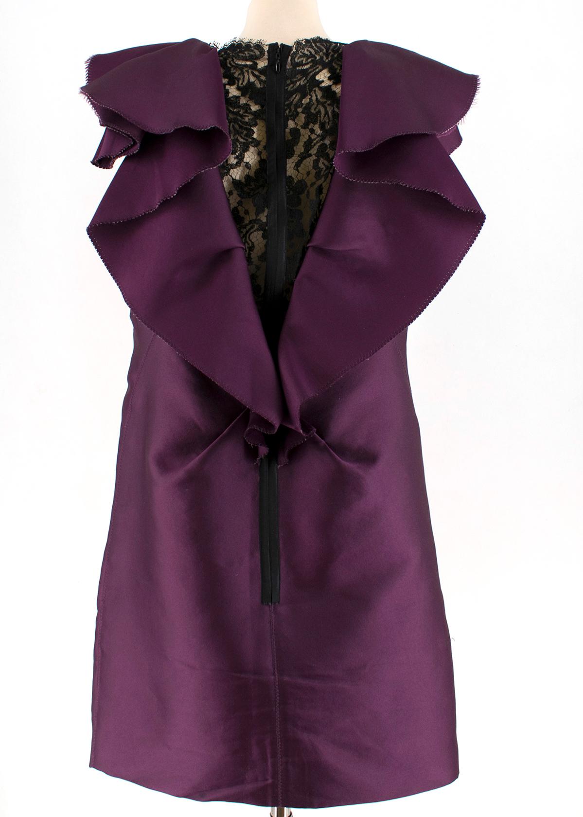 Black Lanvin Purple Ruffled Silk Blend Duchesse & Lace Dress estimated size M