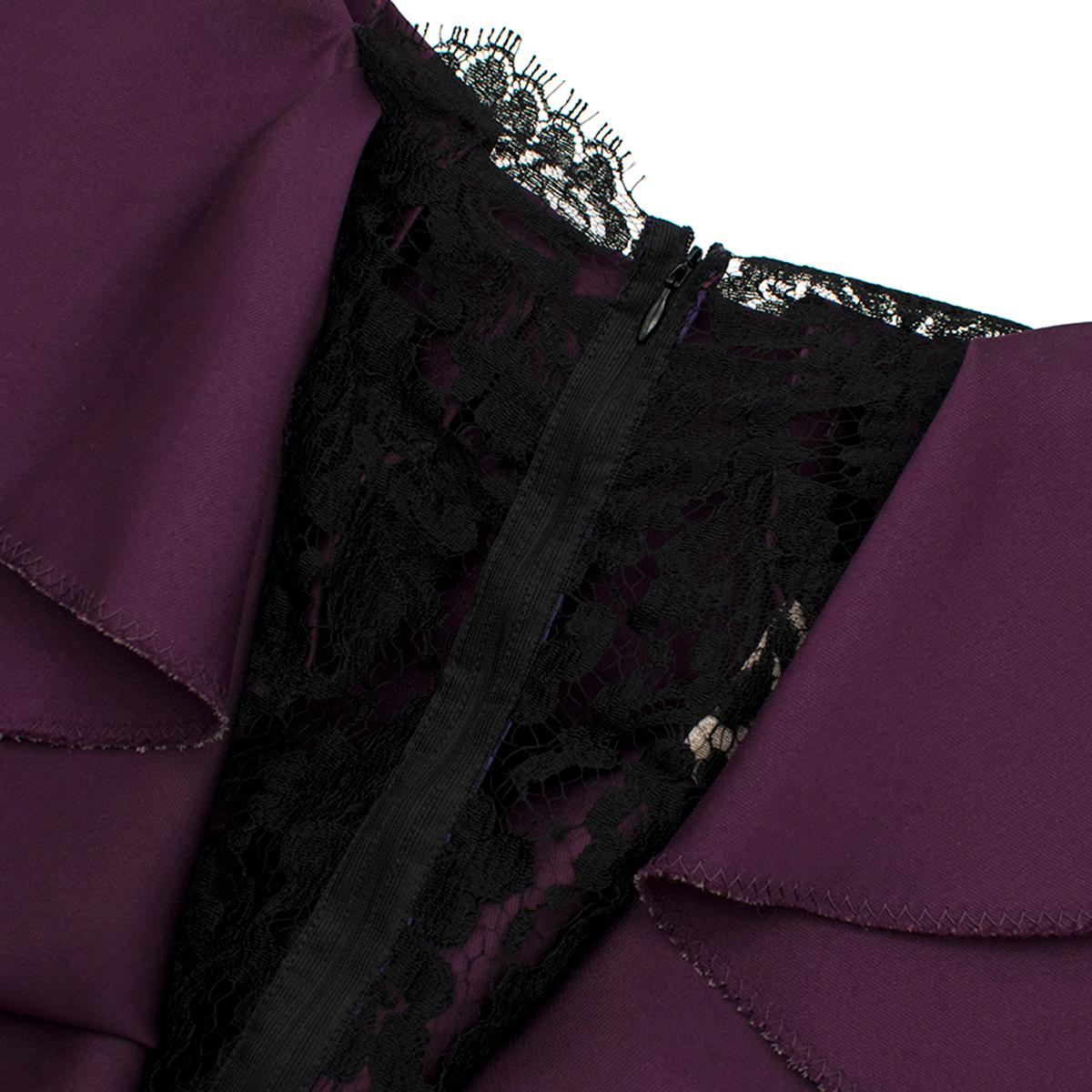 Lanvin Purple Ruffled Silk Blend Duchesse & Lace Dress estimated size M 1