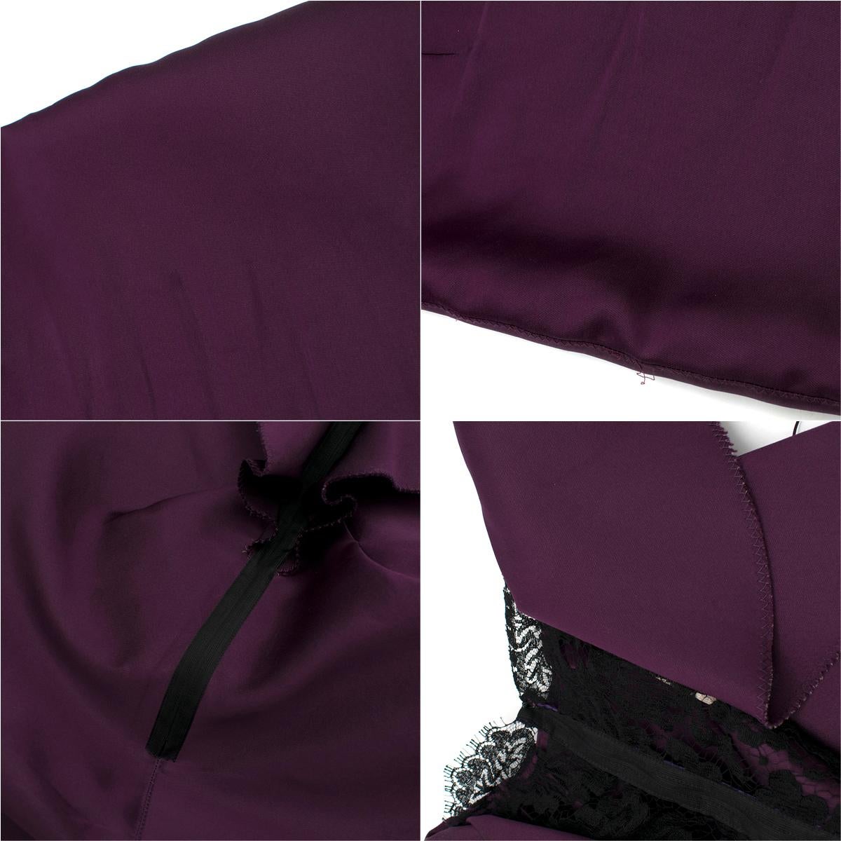 Lanvin Purple Ruffled Silk Blend Duchesse & Lace Dress estimated size M 4