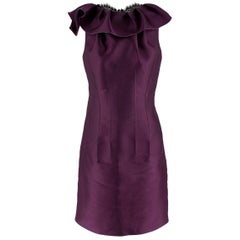 Lanvin Purple Ruffled Silk Blend Duchesse & Lace Dress estimated size M