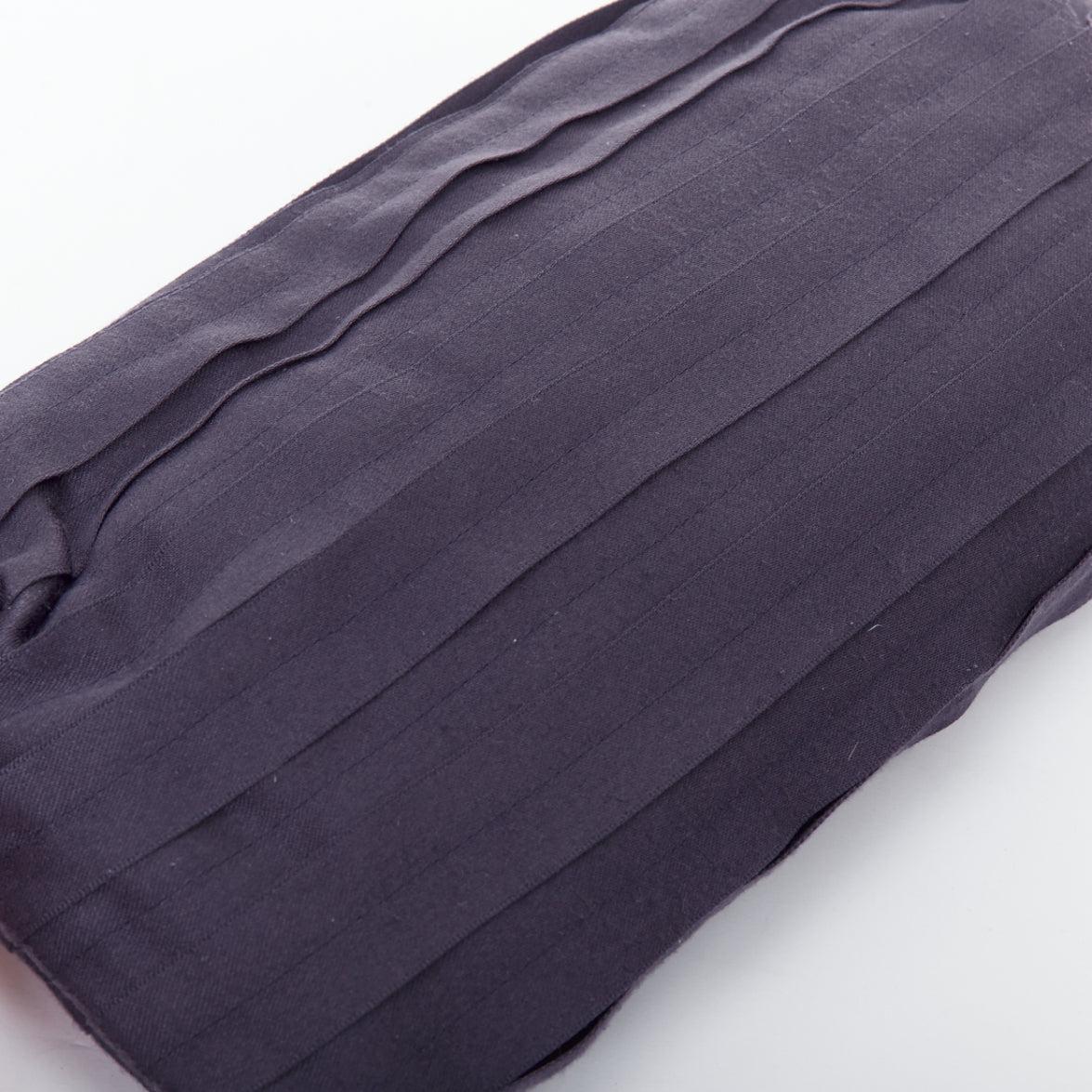 LANVIN purple satin pleated fabric silver buckle foldover clutch bag For Sale 2