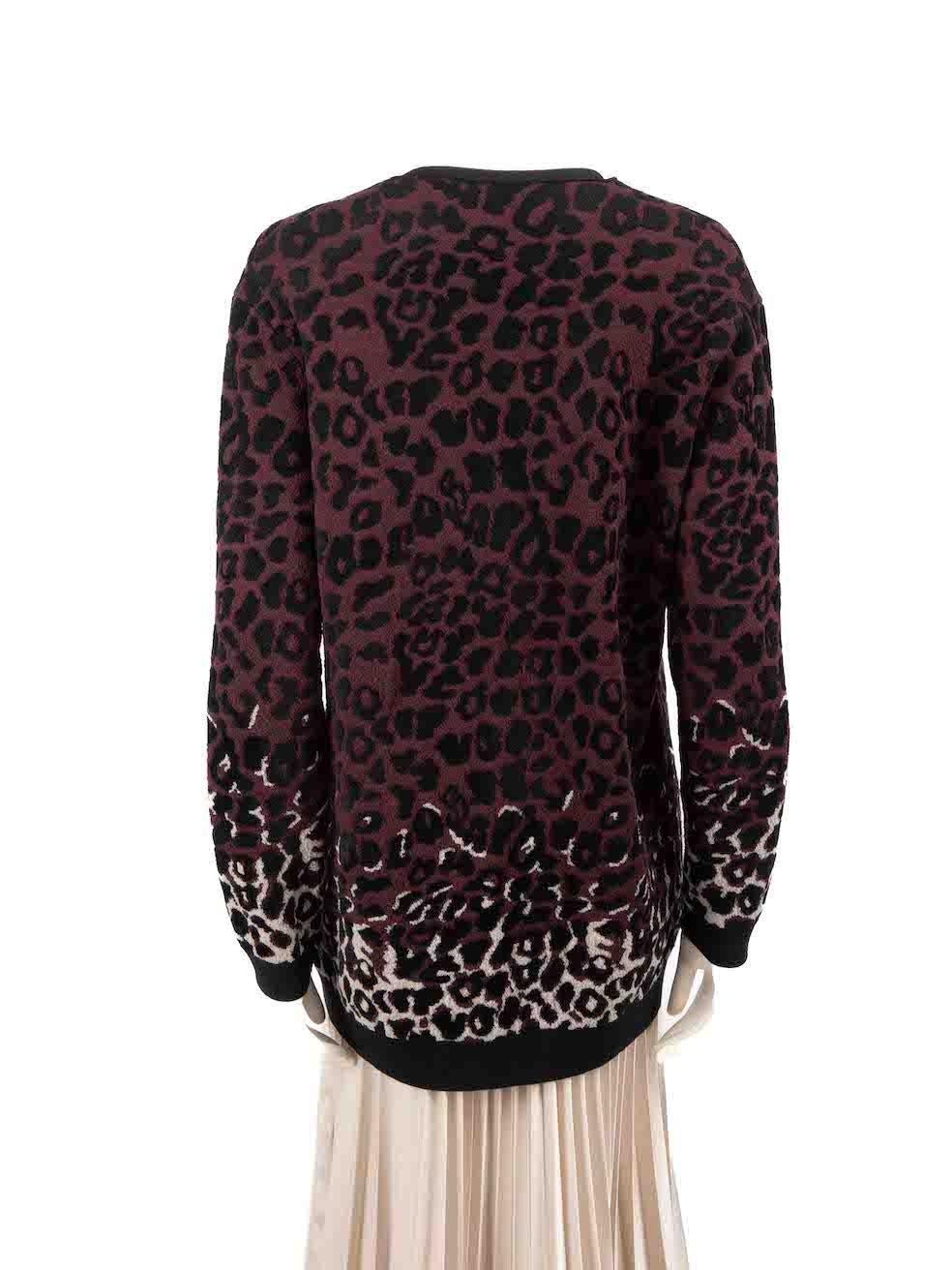 Lanvin Purple Wool Leopard Jacquard Cardigan Size M In Excellent Condition For Sale In London, GB