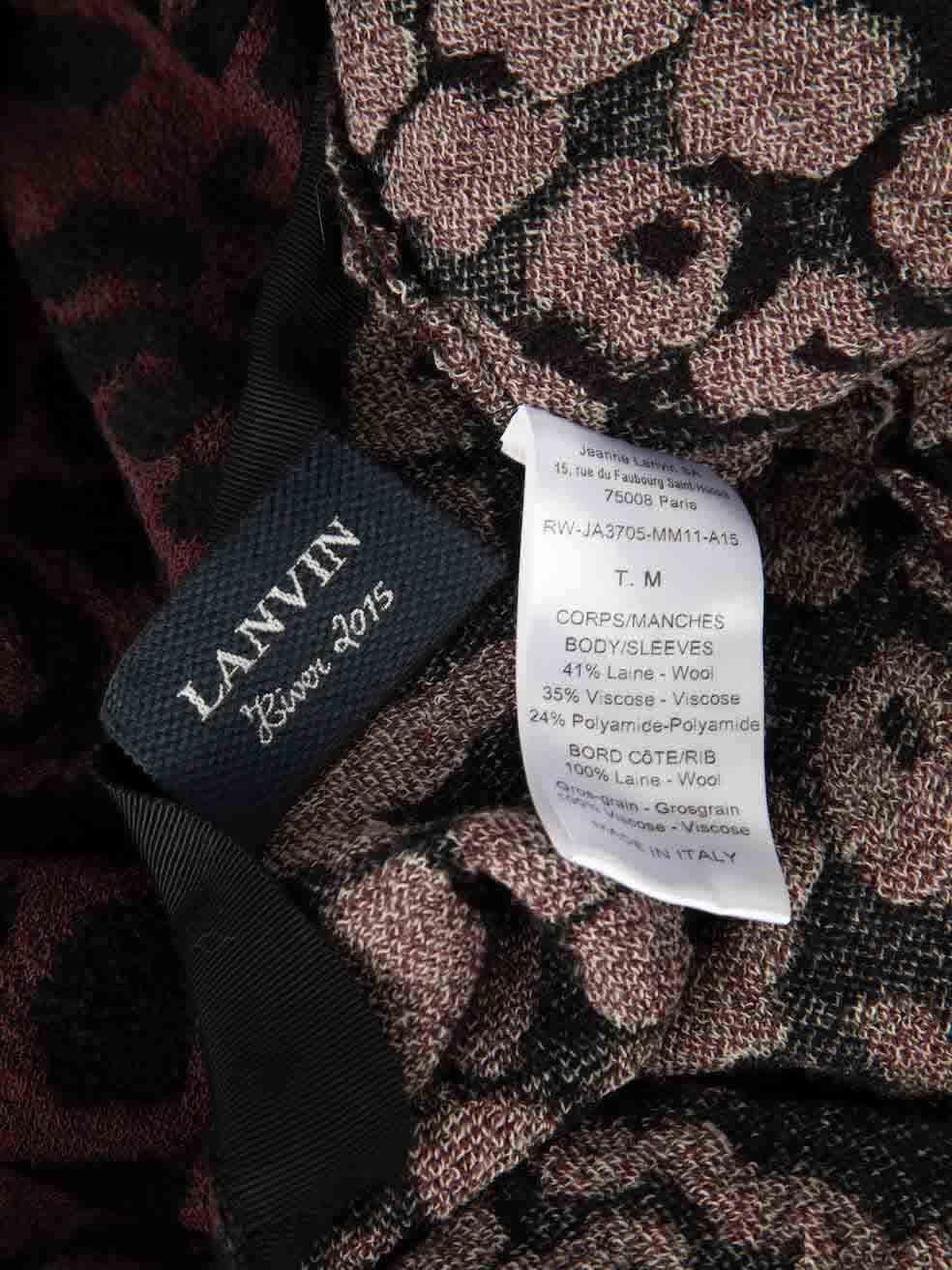 Lanvin Lila Wolle Leopard Jacquard Strickjacke Größe M Damen im Angebot