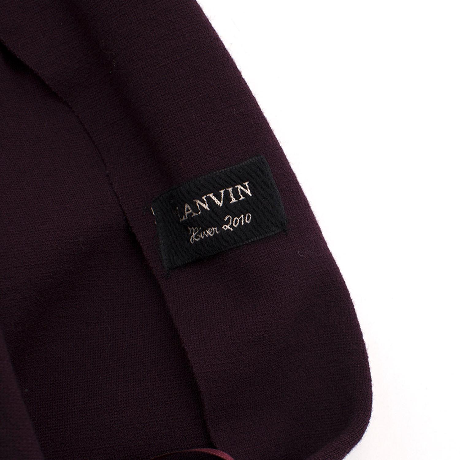 Black Lanvin Purple Wool One Shoulder Dress One size  For Sale