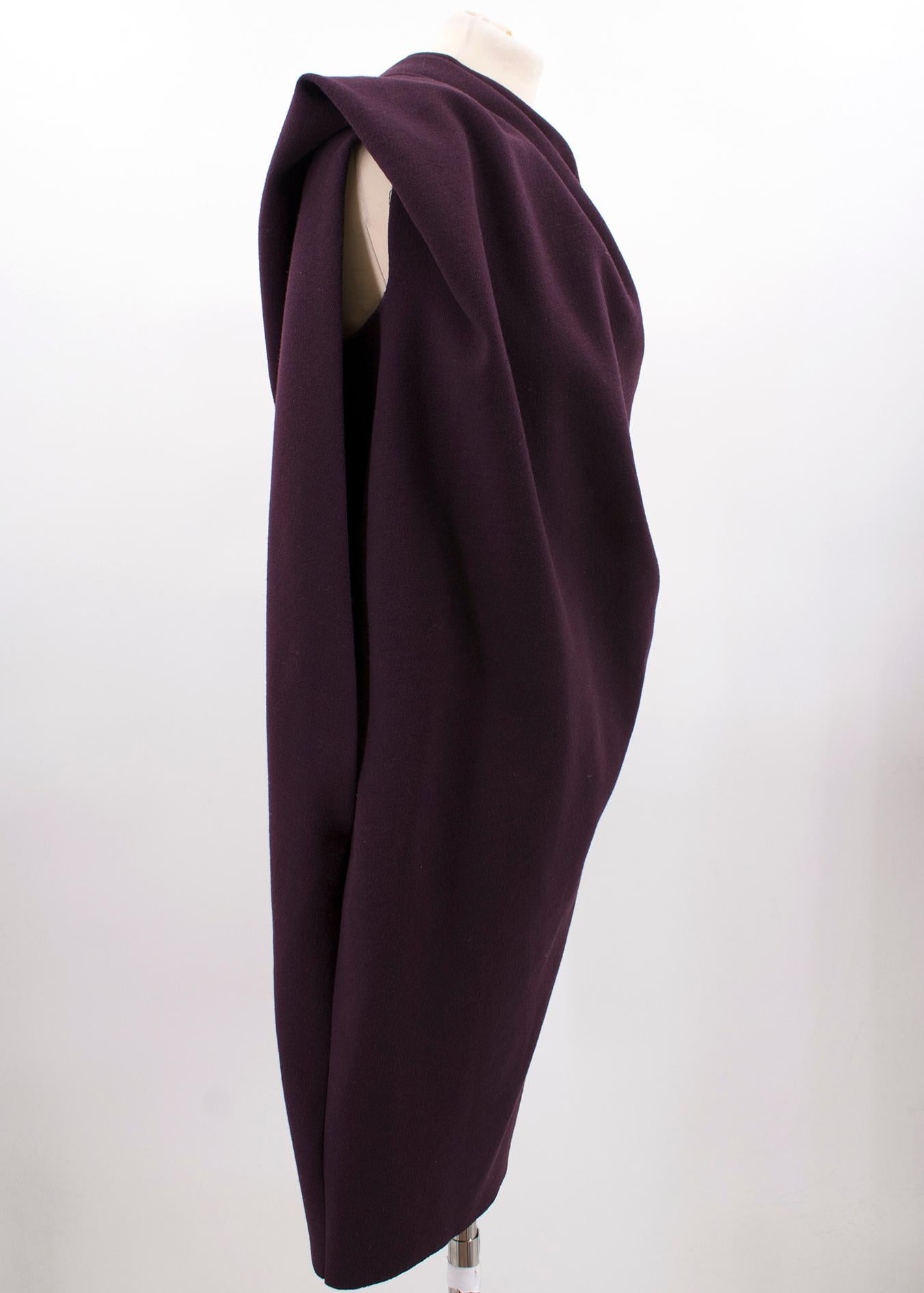 Lanvin Purple Wool One Shoulder Dress One size  In Good Condition For Sale In London, GB
