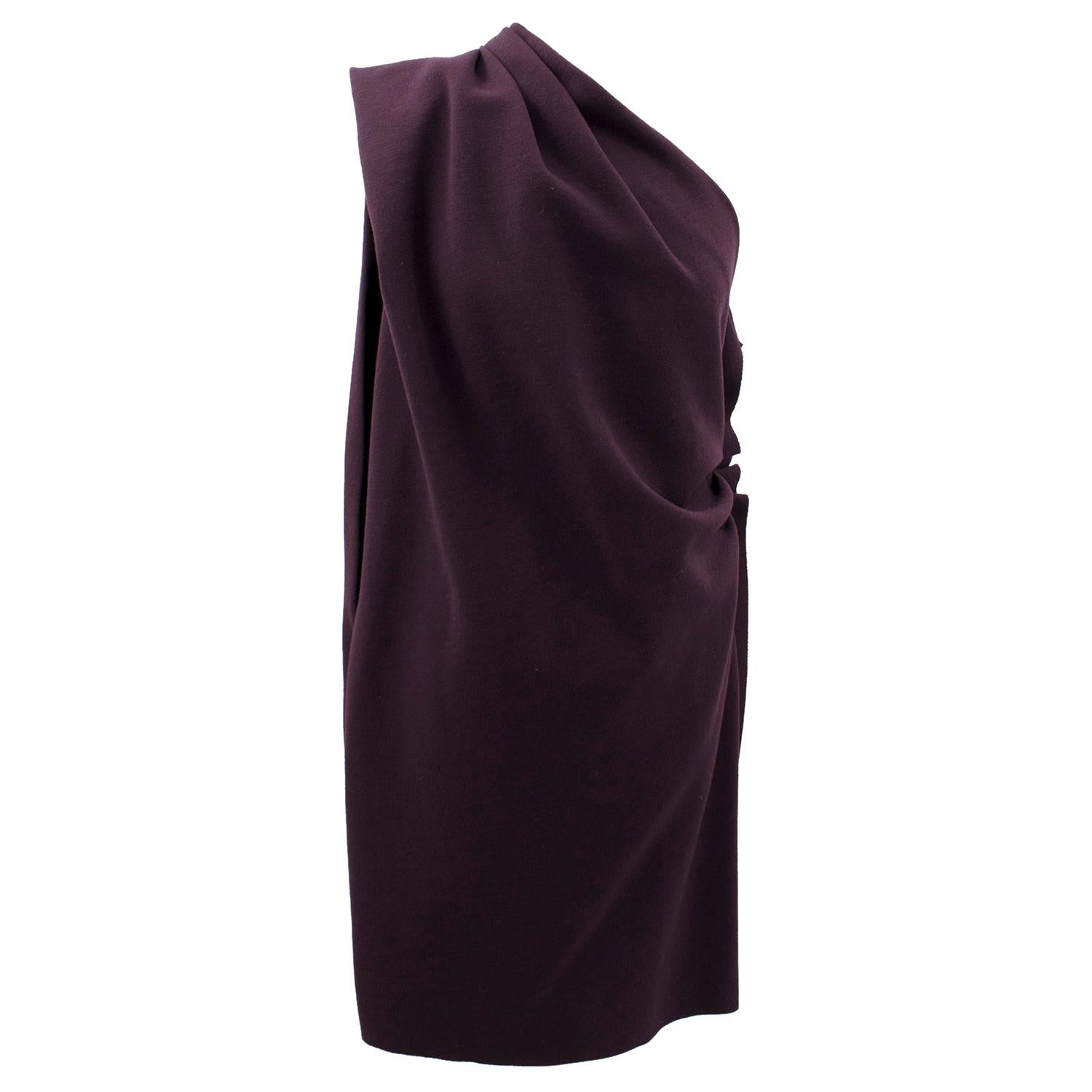 Lanvin Purple Wool One Shoulder Dress One size  For Sale