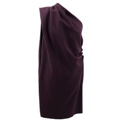 Lanvin Purple Wool One Shoulder Dress One size