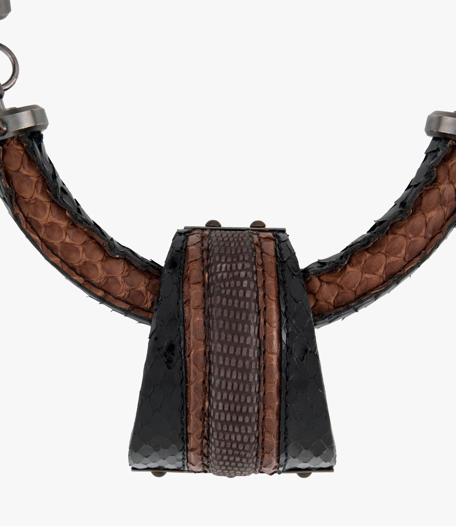 Art Deco Lanvin Python, Lizard and Resin Necklace For Sale