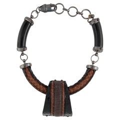 Lanvin Python, Lizard and Resin Necklace
