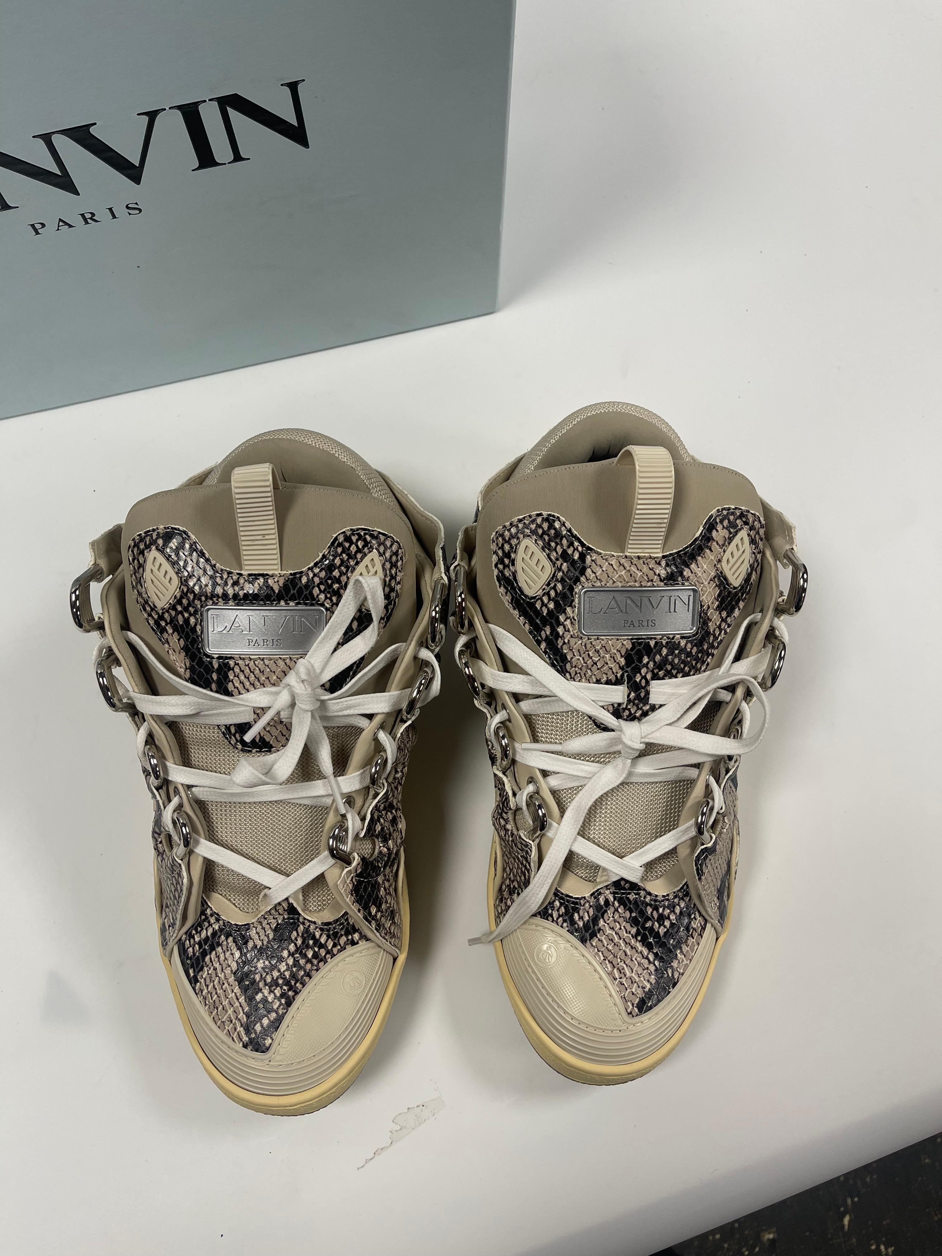 Lanvin Python Pattern Curb Men Sneakers In Excellent Condition For Sale In Montreal, Quebec