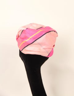 Lanvin Raw Silk pink madras Turban Hat, c.1960s